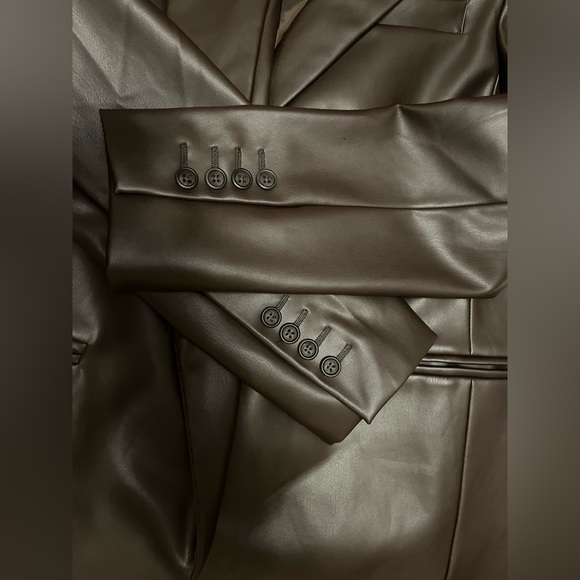 Brown Vegan Leather Blazer - Seven Sisters - Picture 5 of 9